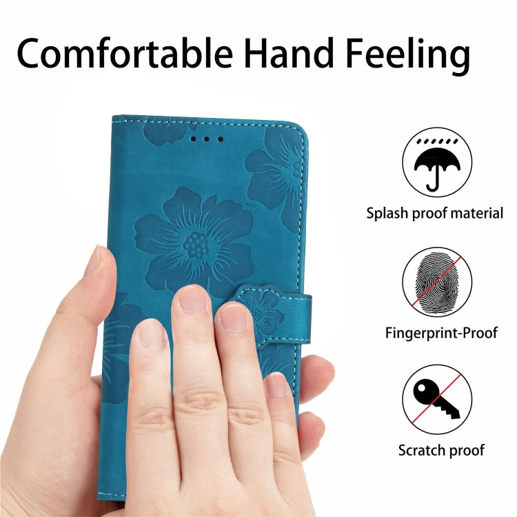 For iPhone 16 Pro Flower Embossing Pattern Leather Phone Case(Blue) - iPhone 16 Pro Cases by PMC Jewellery | Online Shopping South Africa | PMC Jewellery | Buy Now Pay Later Mobicred