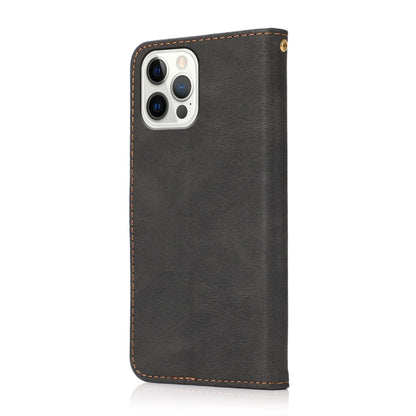 For iPhone 16 Pro Dual-color Stitching Leather Phone Case(Black Brown) - iPhone 16 Pro Cases by PMC Jewellery | Online Shopping South Africa | PMC Jewellery | Buy Now Pay Later Mobicred