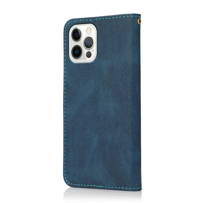 For iPhone 16 Pro Max Dual-color Stitching Leather Phone Case(Blue Green) - iPhone 16 Pro Max Cases by PMC Jewellery | Online Shopping South Africa | PMC Jewellery | Buy Now Pay Later Mobicred