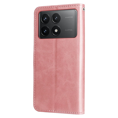 For Xiaomi Redmi K70 / K70 Pro Fashion Calf Texture Zipper Leather Phone Case(Rose Gold) - K70 Pro Cases by PMC Jewellery | Online Shopping South Africa | PMC Jewellery | Buy Now Pay Later Mobicred