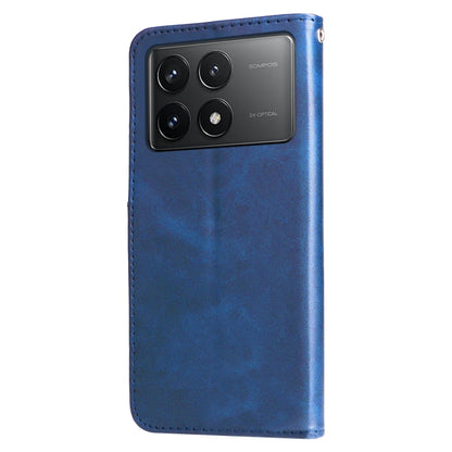 For Xiaomi Redmi K70 / K70 Pro Fashion Calf Texture Zipper Leather Phone Case(Blue) - K70 Pro Cases by PMC Jewellery | Online Shopping South Africa | PMC Jewellery | Buy Now Pay Later Mobicred