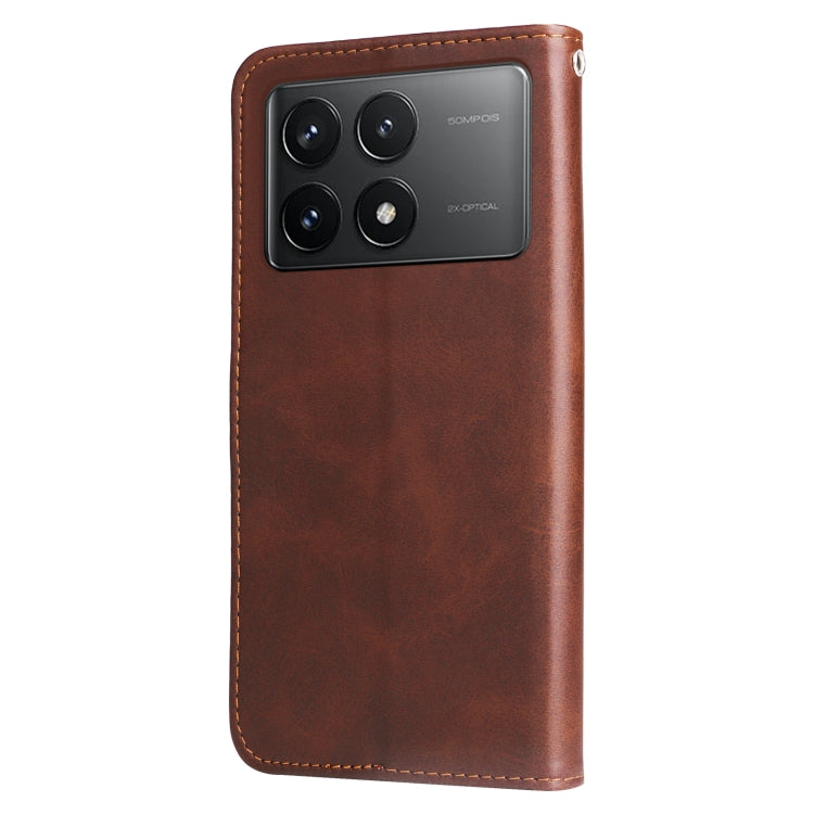 For Xiaomi Redmi K70 / K70 Pro Fashion Calf Texture Zipper Leather Phone Case(Brown) - K70 Pro Cases by PMC Jewellery | Online Shopping South Africa | PMC Jewellery | Buy Now Pay Later Mobicred