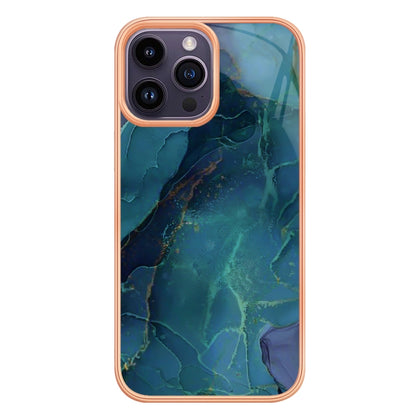 For iPhone 16 Pro Electroplating Marble Dual-side IMD Phone Case(Green 017) - iPhone 16 Pro Cases by PMC Jewellery | Online Shopping South Africa | PMC Jewellery | Buy Now Pay Later Mobicred