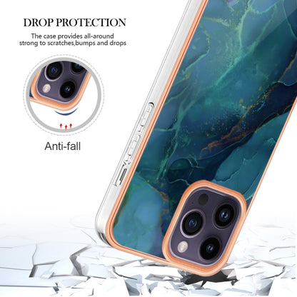 For iPhone 16 Pro Electroplating Marble Dual-side IMD Phone Case(Green 017) - iPhone 16 Pro Cases by PMC Jewellery | Online Shopping South Africa | PMC Jewellery | Buy Now Pay Later Mobicred