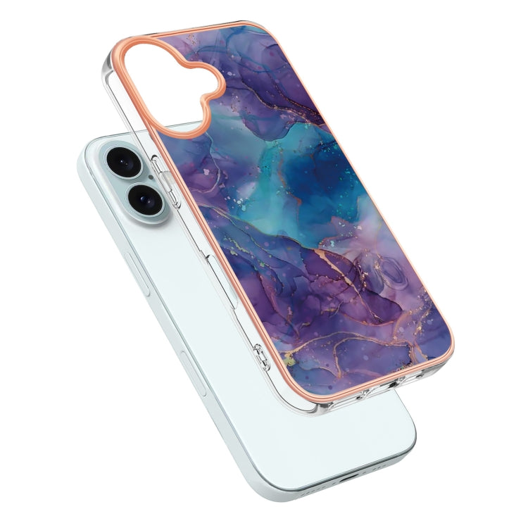 For iPhone 16 Plus Electroplating Marble Dual-side IMD Phone Case(Purple 016) - iPhone 16 Plus Cases by PMC Jewellery | Online Shopping South Africa | PMC Jewellery | Buy Now Pay Later Mobicred