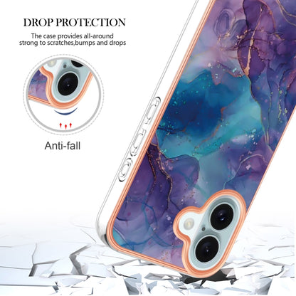 For iPhone 16 Plus Electroplating Marble Dual-side IMD Phone Case(Purple 016) - iPhone 16 Plus Cases by PMC Jewellery | Online Shopping South Africa | PMC Jewellery | Buy Now Pay Later Mobicred