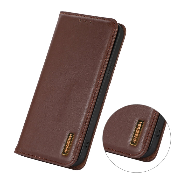 For Samsung Galaxy S24 KHAZNEH Nappa Top Layer Cowhide Leather Phone Case(Brown) - Galaxy Phone Cases by PMC Jewellery | Online Shopping South Africa | PMC Jewellery | Buy Now Pay Later Mobicred