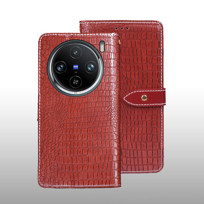 For vivo X100 Pro idewei Crocodile Texture Leather Phone Case(Red) - X100 Pro Cases by idewei | Online Shopping South Africa | PMC Jewellery | Buy Now Pay Later Mobicred