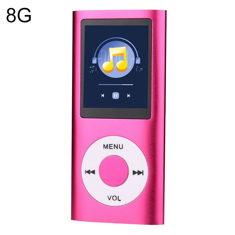 1.8 inch TFT Screen Metal MP4 Player With 8G TF Card+Earphone+Cable(Rose Red) - MP4 Player by PMC Jewellery | Online Shopping South Africa | PMC Jewellery | Buy Now Pay Later Mobicred