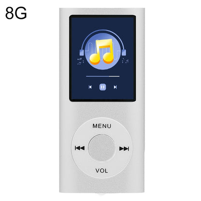 1.8 inch TFT Screen Metal MP4 Player With 8G TF Card+Earphone+Cable(Silver) - MP4 Player by PMC Jewellery | Online Shopping South Africa | PMC Jewellery | Buy Now Pay Later Mobicred