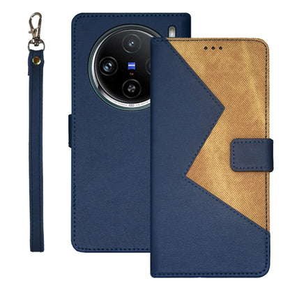 For vivo X100 Pro idewei Two-color Splicing Leather Phone Case(Blue) - X100 Pro Cases by idewei | Online Shopping South Africa | PMC Jewellery | Buy Now Pay Later Mobicred