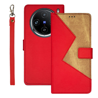 For vivo X100 Pro idewei Two-color Splicing Leather Phone Case(Red) - X100 Pro Cases by idewei | Online Shopping South Africa | PMC Jewellery | Buy Now Pay Later Mobicred