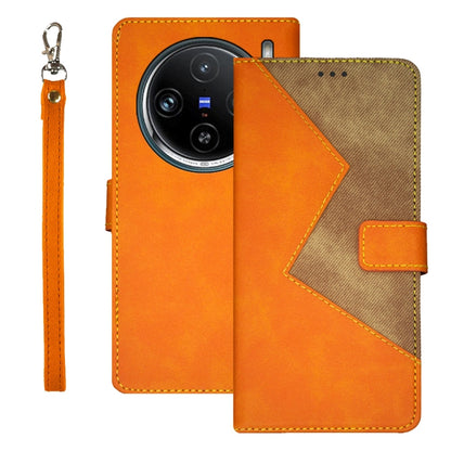 For vivo X100 Pro idewei Two-color Splicing Leather Phone Case(Orange) - X100 Pro Cases by idewei | Online Shopping South Africa | PMC Jewellery | Buy Now Pay Later Mobicred