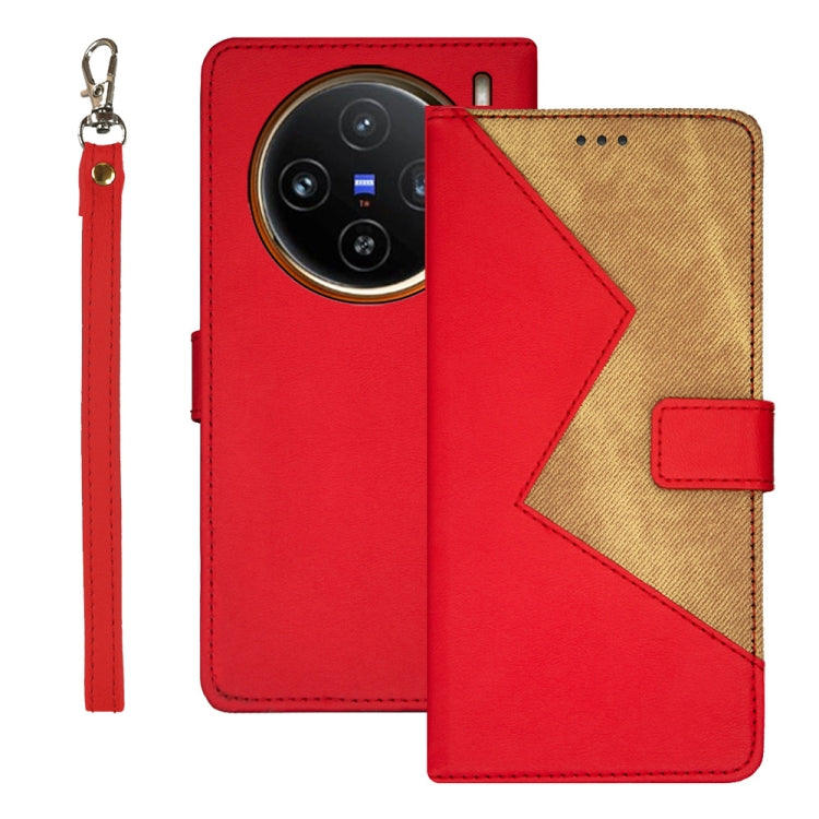 For vivo X100 idewei Two-color Splicing Leather Phone Case(Red) - X100 Cases by idewei | Online Shopping South Africa | PMC Jewellery | Buy Now Pay Later Mobicred