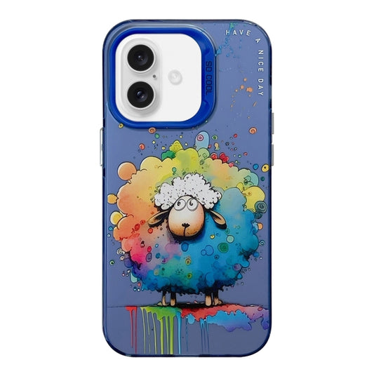 For iPhone 16 Animal Pattern Oil Painting Series PC + TPU Phone Case(Sheep) - iPhone 16 Cases by PMC Jewellery | Online Shopping South Africa | PMC Jewellery | Buy Now Pay Later Mobicred