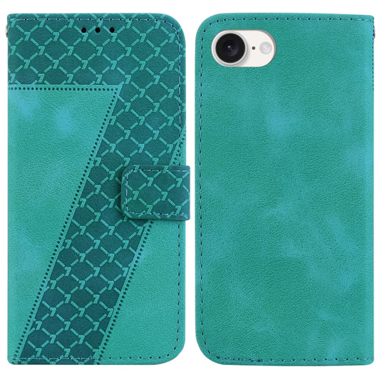 For iPhone SE 2024 Seven-shaped Embossed Leather Phone Case(Green) - More iPhone Cases by PMC Jewellery | Online Shopping South Africa | PMC Jewellery | Buy Now Pay Later Mobicred