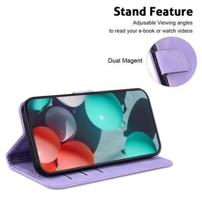 For iPhone 16 Plus Seven-shaped Embossed Leather Phone Case(Purple) - iPhone 16 Plus Cases by PMC Jewellery | Online Shopping South Africa | PMC Jewellery | Buy Now Pay Later Mobicred