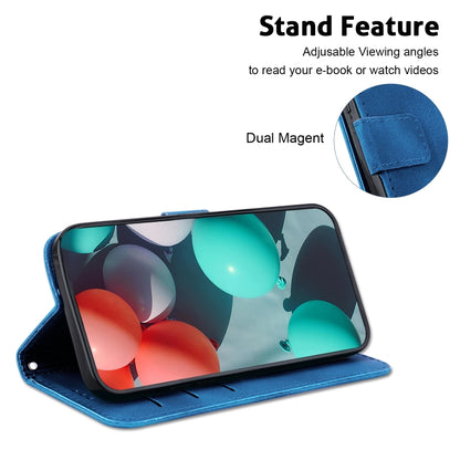 For iPhone 16 Seven-shaped Embossed Leather Phone Case(Blue) - iPhone 16 Cases by PMC Jewellery | Online Shopping South Africa | PMC Jewellery | Buy Now Pay Later Mobicred