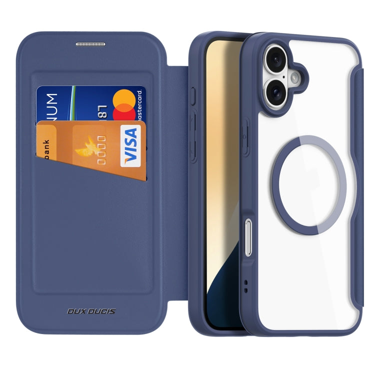 For iPhone 16 DUX DUCIS Skin X Pro Series Magsafe PC + TPU Phone Leather Case(Blue) - iPhone 16 Cases by DUX DUCIS | Online Shopping South Africa | PMC Jewellery | Buy Now Pay Later Mobicred