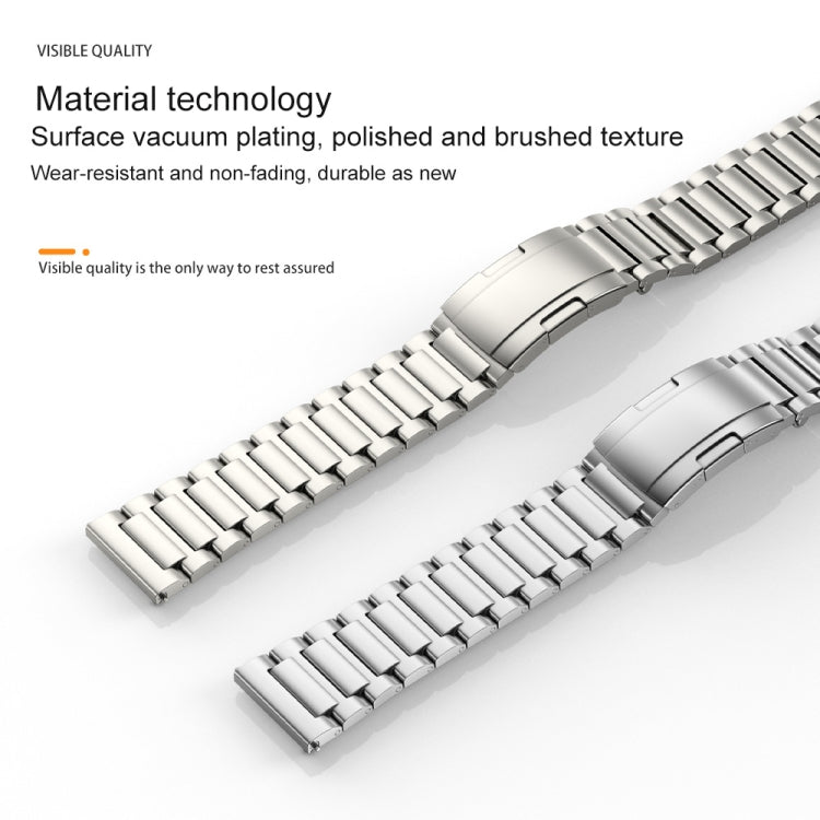 22mm Three Strains Vertical Riser Turtle Buckle Titanium Metal Watch Band(Titanium Gray) - Watch Bands by PMC Jewellery | Online Shopping South Africa | PMC Jewellery