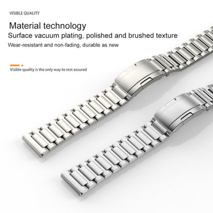 22mm Three Strains Vertical Riser Turtle Buckle Titanium Metal Watch Band(Titanium Gray) - Watch Bands by PMC Jewellery | Online Shopping South Africa | PMC Jewellery