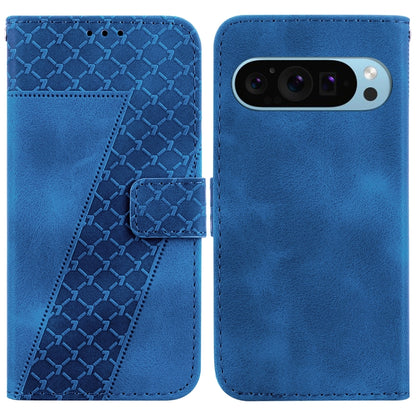 For Google Pixel 9 Pro 7-shaped Embossed Leather Phone Case(Blue) - Google Cases by PMC Jewellery | Online Shopping South Africa | PMC Jewellery | Buy Now Pay Later Mobicred