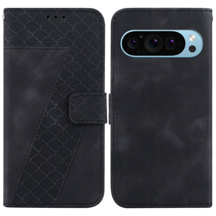 For Google Pixel 9 Pro 7-shaped Embossed Leather Phone Case(Black) - Google Cases by PMC Jewellery | Online Shopping South Africa | PMC Jewellery | Buy Now Pay Later Mobicred