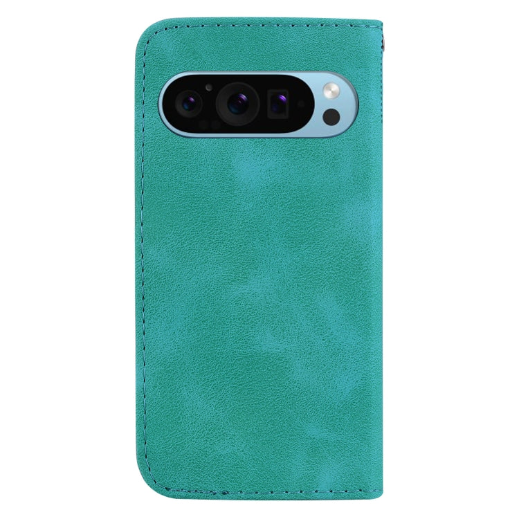 For Google Pixel 9 7-shaped Embossed Leather Phone Case(Green) - Google Cases by PMC Jewellery | Online Shopping South Africa | PMC Jewellery | Buy Now Pay Later Mobicred