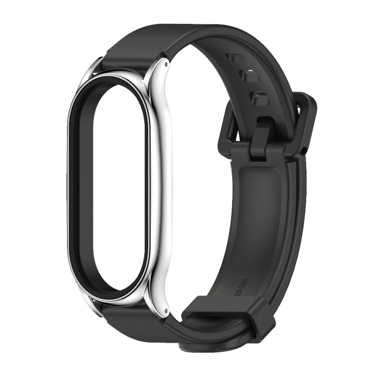 For Xiaomi Mi Band 8 Mijobs Plus Case Silicone Watch Band(Black Silver) - Watch Bands by MIJOBS | Online Shopping South Africa | PMC Jewellery
