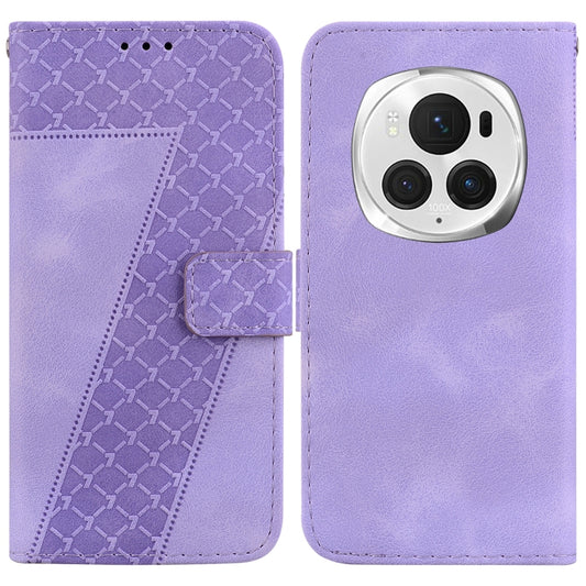 For Honor Magic6 Pro Seven-shaped Embossed Leather Phone Case(Purple) - Honor Cases by PMC Jewellery | Online Shopping South Africa | PMC Jewellery | Buy Now Pay Later Mobicred