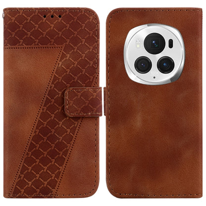 For Honor Magic6 Pro Seven-shaped Embossed Leather Phone Case(Brown) - Honor Cases by PMC Jewellery | Online Shopping South Africa | PMC Jewellery | Buy Now Pay Later Mobicred