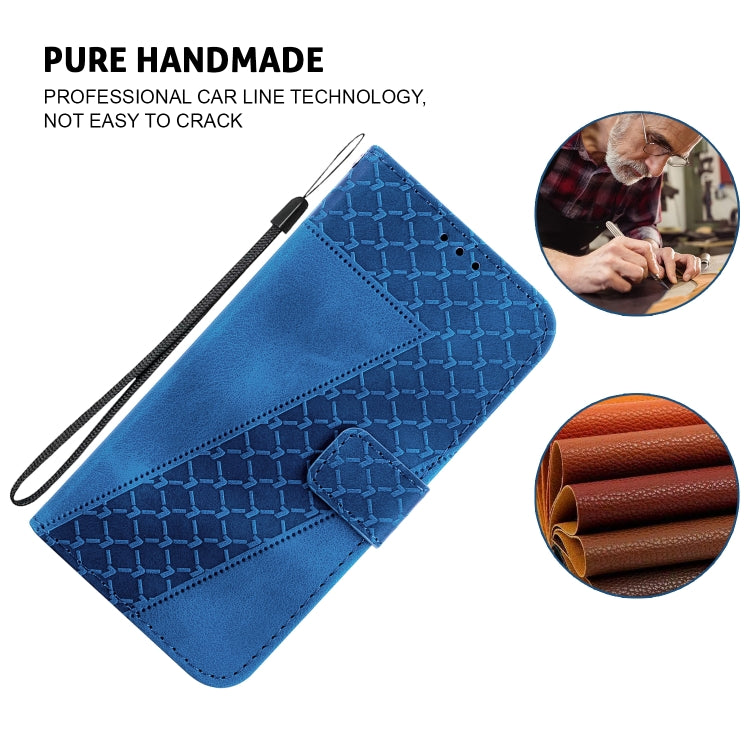 For Honor Magic6 Pro Seven-shaped Embossed Leather Phone Case(Blue) - Honor Cases by PMC Jewellery | Online Shopping South Africa | PMC Jewellery | Buy Now Pay Later Mobicred