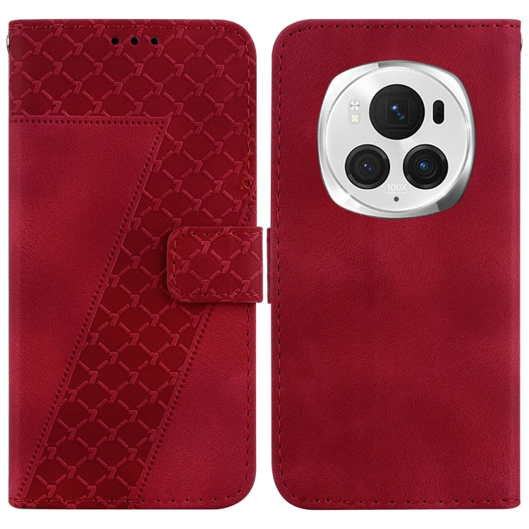 For Honor Magic6 Pro Seven-shaped Embossed Leather Phone Case(Red) - Honor Cases by PMC Jewellery | Online Shopping South Africa | PMC Jewellery | Buy Now Pay Later Mobicred