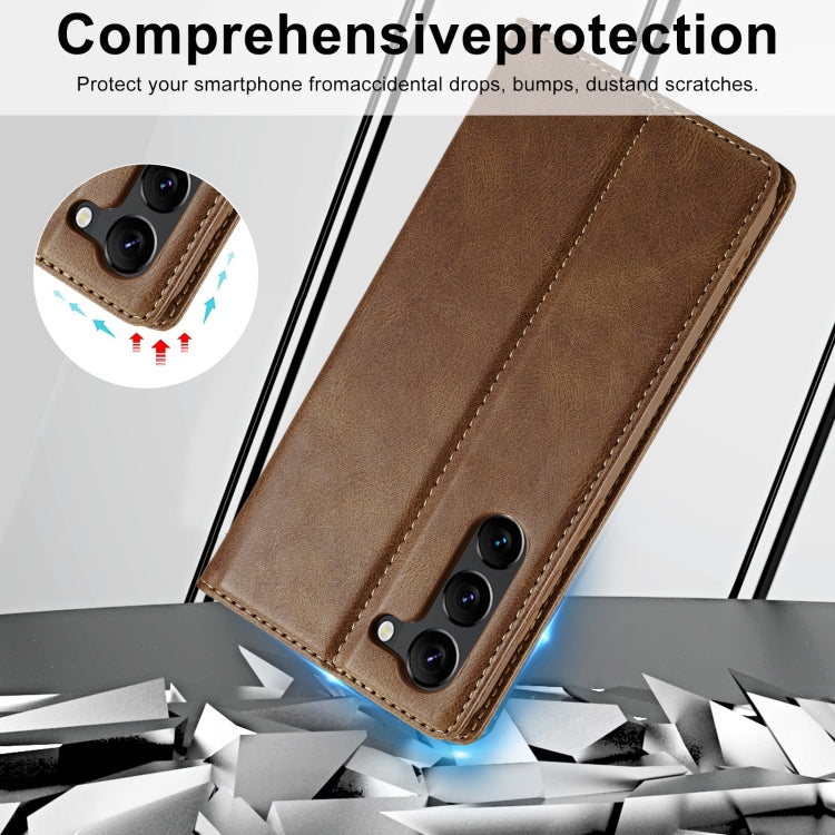 For Samsung Galaxy S24 LC.IMEEKE RFID Anti-theft Leather Phone Case(Brown) - Galaxy S24 5G Cases by LC.IMEEKE | Online Shopping South Africa | PMC Jewellery | Buy Now Pay Later Mobicred