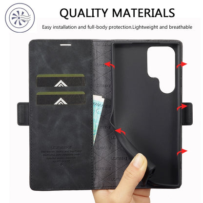 For Samsung Galaxy S24 Ultra 5G LC.IMEEKE Strong Magnetism Microfiber Leather Phone Case(Black) - Galaxy S24 Ultra 5G Cases by LC.IMEEKE | Online Shopping South Africa | PMC Jewellery | Buy Now Pay Later Mobicred