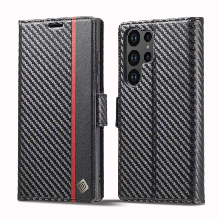 For Samsung Galaxy S24 Ultra 5G LC.IMEEKE Carbon Fiber Leather Phone Case(Vertical Black) - Galaxy S24 Ultra 5G Cases by LC.IMEEKE | Online Shopping South Africa | PMC Jewellery | Buy Now Pay Later Mobicred