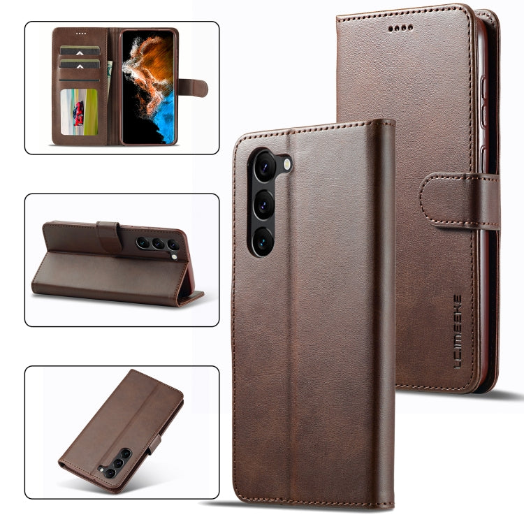 For Samsung Galaxy S24 5G LC.IMEEKE Calf Texture Leather Phone Case(Coffee) - Galaxy S24 5G Cases by LC.IMEEKE | Online Shopping South Africa | PMC Jewellery | Buy Now Pay Later Mobicred