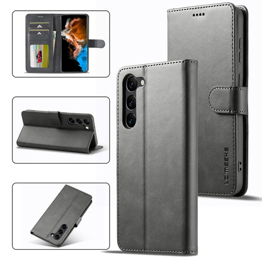 For Samsung Galaxy S24+ 5G LC.IMEEKE Calf Texture Leather Phone Case(Grey) - Galaxy S24+ 5G Cases by LC.IMEEKE | Online Shopping South Africa | PMC Jewellery | Buy Now Pay Later Mobicred