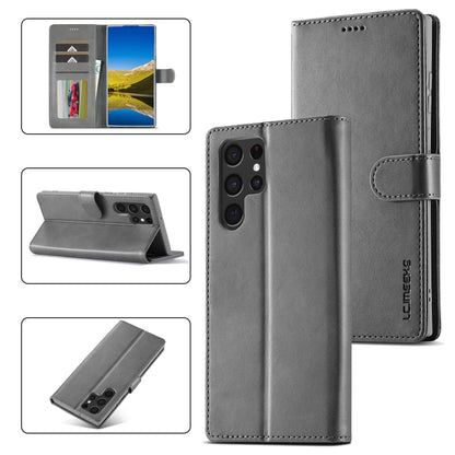 For Samsung Galaxy S24 Ultra 5G LC.IMEEKE Calf Texture Leather Phone Case(Grey) - Galaxy S24 Ultra 5G Cases by LC.IMEEKE | Online Shopping South Africa | PMC Jewellery | Buy Now Pay Later Mobicred