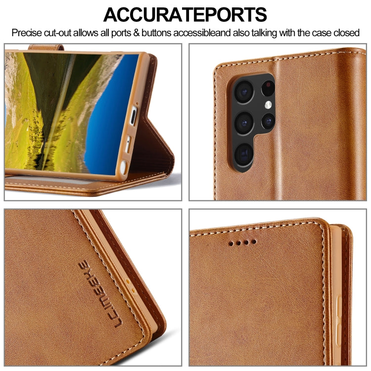 For Samsung Galaxy S24 Ultra 5G LC.IMEEKE Calf Texture Leather Phone Case(Brown) - Galaxy S24 Ultra 5G Cases by LC.IMEEKE | Online Shopping South Africa | PMC Jewellery | Buy Now Pay Later Mobicred