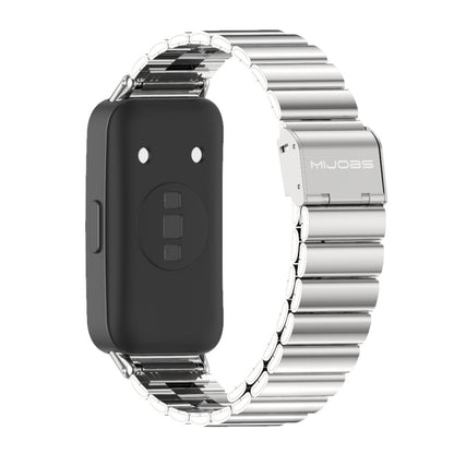 For Huawei Band 8 Mijobs Bamboo Buckle Stainless Steel Watch Band(Silver) - Watch Bands by MIJOBS | Online Shopping South Africa | PMC Jewellery