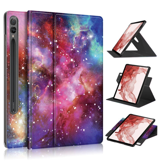 For Samsung Galaxy Tab S9 360 Rotation Stand Painted Smart Leather Tablet Case(Milky Way) - Galaxy Tab S9 Cases by PMC Jewellery | Online Shopping South Africa | PMC Jewellery | Buy Now Pay Later Mobicred