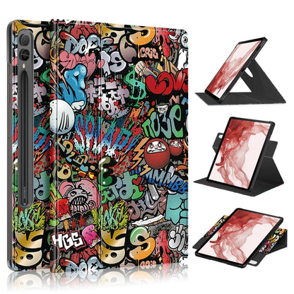 For Samsung Galaxy Tab S9+ 360 Rotation Stand Painted Smart Leather Tablet Case(Graffiti) - Galaxy Tab S9+ Cases by PMC Jewellery | Online Shopping South Africa | PMC Jewellery