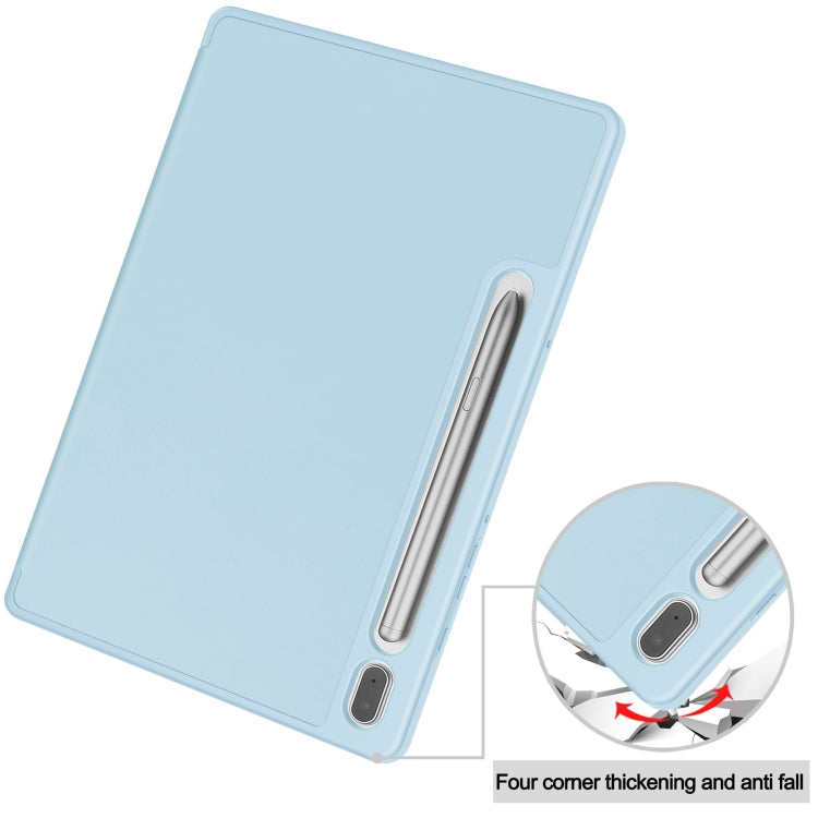 For Samsung Galaxy Tab S9 3-Fold Pure Color TPU Smart Leather Tablet Case with Pen Slot(Light Blue) - Galaxy Tab S9 Cases by PMC Jewellery | Online Shopping South Africa | PMC Jewellery | Buy Now Pay Later Mobicred