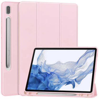 For Samsung Galaxy Tab S9 3-Fold Pure Color TPU Smart Leather Tablet Case with Pen Slot(Pink) - Galaxy Tab S9 Cases by PMC Jewellery | Online Shopping South Africa | PMC Jewellery | Buy Now Pay Later Mobicred