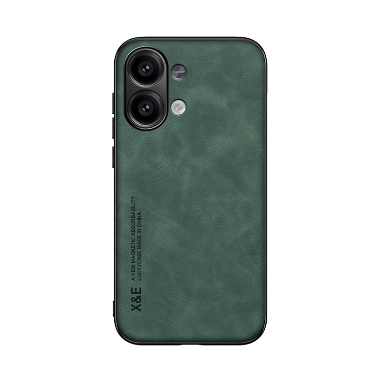 For Xiaomi Redmi Note 13 4G Skin Feel Magnetic Leather Back Phone Case(Green) - Note 13 Cases by PMC Jewellery | Online Shopping South Africa | PMC Jewellery | Buy Now Pay Later Mobicred