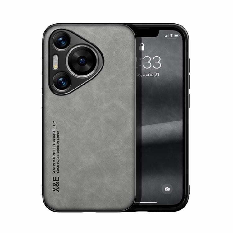 For Huawei Pura 70 Pro Skin Feel Magnetic Leather Back Phone Case(Light Grey) - Huawei Cases by PMC Jewellery | Online Shopping South Africa | PMC Jewellery | Buy Now Pay Later Mobicred