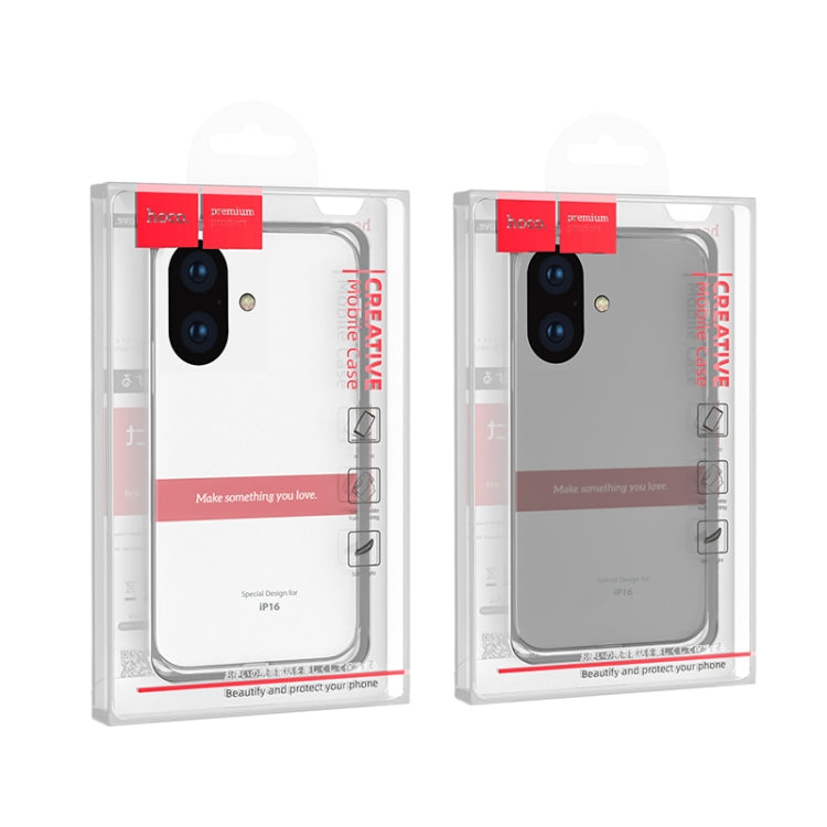 For iPhone 16 hoco Light Series Soft TPU Phone Case(Transparent Black) - iPhone 16 Cases by hoco | Online Shopping South Africa | PMC Jewellery | Buy Now Pay Later Mobicred