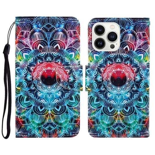 For iPhone 16 Pro 3D Colored Drawing Flip Leather Phone Case(Mandala) - iPhone 16 Pro Cases by PMC Jewellery | Online Shopping South Africa | PMC Jewellery | Buy Now Pay Later Mobicred