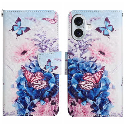 For iPhone 16 Plus 3D Colored Drawing Flip Leather Phone Case(Purple butterfly) - iPhone 16 Plus Cases by PMC Jewellery | Online Shopping South Africa | PMC Jewellery | Buy Now Pay Later Mobicred